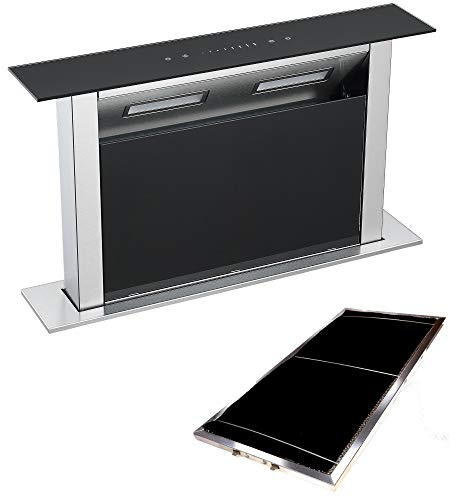 Cookology 60cm Downdraft Cooker Hood + Filters - 579.7 m³/h - Black Glass