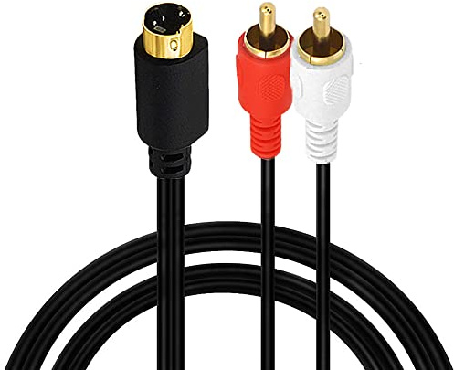 MTUERANC S-Video 4 Pin Mini DIN to RCA Splitter Cable, 4 Pin Mini DIN S-Video Male to 2 RCA Male Audio Y Splitter Extension Adapter Cable (1.5M/5 Feet)