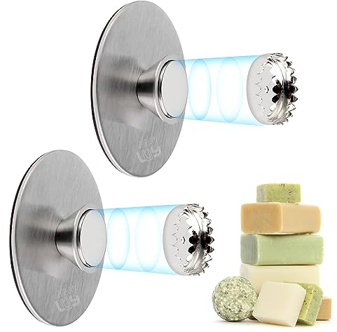 Sporgo 2 Stück Seifenhalter mit Magnet: Seifenhalter Magnet Ohne Bohren, Magnetischer Seifenhalter mit Saugnapf, Edelstahl Magnetseifenhalter für Waschbecken Dusche und Badewanne Küche