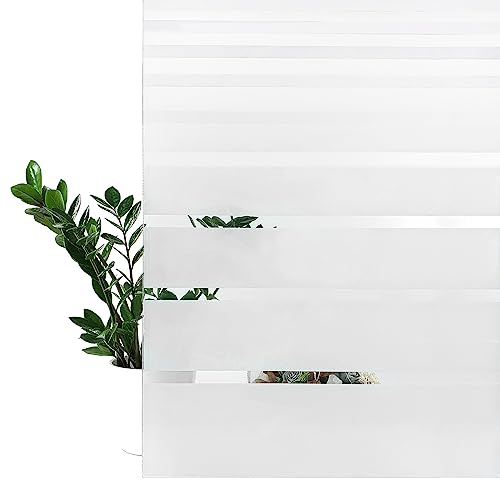 DecoMeister Fensterfolie statisch 67,5x100 cm | Sichtschutzfolie Fenster Milchglasfolie statisch haftend | Folie Fenster für Bad und Büro - Tageslicht genießen, Sichtschutz erhalten | Weiß Streifen
