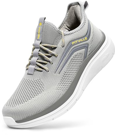 FitVille Scarpe da Corsa con Piedi Larghi Uomo Sneakers Extra Large Scarpe Ginnastica Leggero per Correre Jogging Grafite con Bordo Nero 42 EU X-Larga