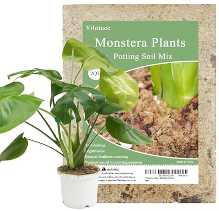 Yilotuce 2 litres de terreau Monstera, terreau Longue durée hydratant pour rempoter et Faire Pousser Les Plantes Monstera Deliciosa/Fromage Suisse