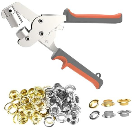 Milageto Set di pinze per occhielli portatili, impugnatura antiscivolo, perforatrice manuale per occhielli da 10,5 mm, occhielli per lavori di riparazione e