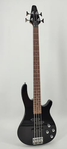 AMROVA Basse Électrique 4 Cordes - Modèle Ambre | Design Moderne & Polyvalent (Noir)