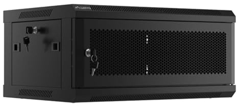 Lanberg Armario para Rack, 19, Montaje en Pared, 4U/600X450 con Puerta Perforada, Color Negro