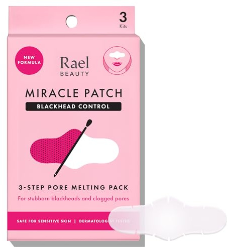 Rael Miracle Patch Pore Melting Pack - Blackhead Remover with Witch Hazel & Salicylic Acid, Nose Strips, 3 Step Kit w/Extractor Tool, Dermatologist Tested, Vegan, Cruelty Free (3 Count)