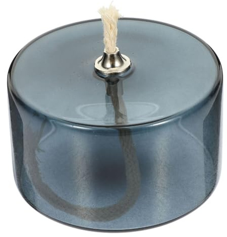 Hemobllo Lampe à Huile Verre Gris Foncé avec Mèche Métallique Décoration de Bureau Stable et pour Intérieur Lampe à Pétrole Créative et Pratique