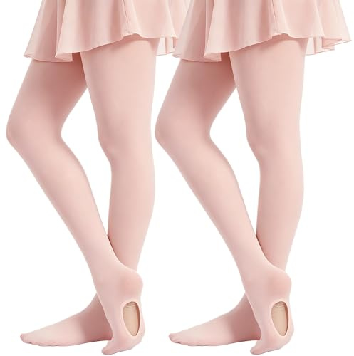 DUCMODA Collants de Danse pour les Filles Convertible Collant pour Ballet Convertible, 2 Rose ballet,116-134