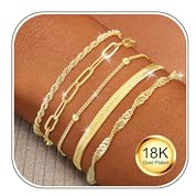 ZNBOH 5-6 Piezas Pulsera Plata Mujer Oro 18k Apilables Ajustables Pulseras Tenis Figaro Box Satélite Serpiente Cadena Pulsera Set Joyas de Mujer Niña Regalo Cumpleaños Amigas