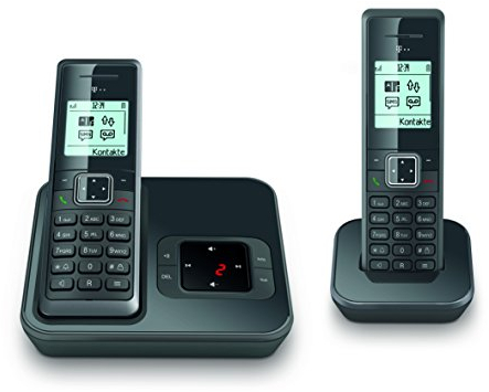 Telekom Sinus A206 Duo Schnurlostelefon Graphit mit Anrufbeantworter und 2 Mobilteilen