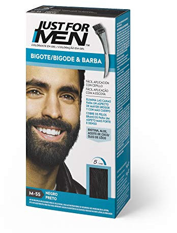 Just For Men, Tinte Colorante en gel para barba y bigote para hombre. Elimina las canas y cuida la barba en 5 minutos. Castaño Negro, 15 ml (Formula Mejorada)