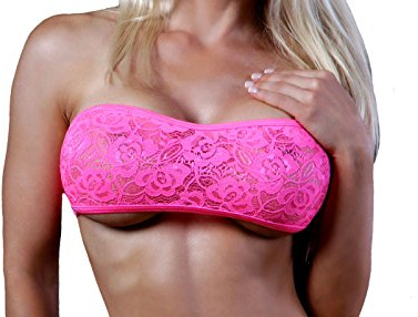 BodyZone Women's Lace Bandeau Top Underwear, Black, One Size