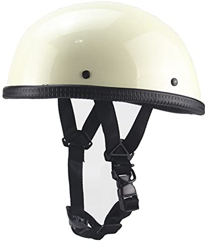 Motorcykel Halvhjälm Skullkeps med snabbutlösande vuxen Tysk stil Halvhjälm Retro Jet-hjälm DOT/ECE-godkänd Cykel Moped Scooter Motorcykelhjälm Män Kvinnor,White,L