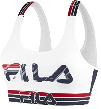 Fila Sujetador Deportivo, en Poliamida Resistente, Blanco/Azul T753-1, S para Mujer