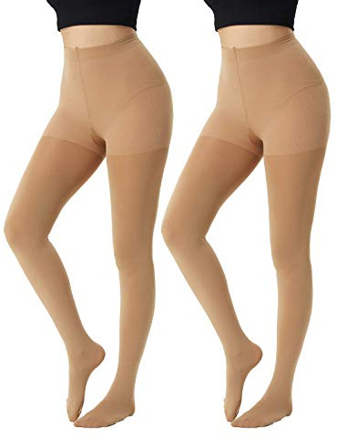 MANZI 2 Pairs 120 Denier Thick Warm Opaque Control Top Black Tights for Women