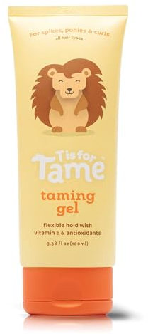 T is for Tame Gel - Hair Styling Gel With Natural Ingredients for Children. Provides a Medium, Flexible Hold to Create Fun Hairstyles Without Sticky or Stiff Hair. Washes Out Easily, No Residue. 100mL