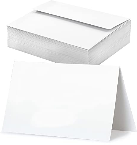 VANRA 100 Pack Blank Tent Place Cards with Envelopes A6 White Greeting Card
