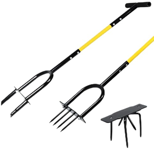 LARS360 Sabot de jardin avec manche - Cultivateur de jardin - Sabot de sol - Ventilateur de sol - Fonction 3 en 1 - Pour la préparation des semences et l'ameublissement du sol