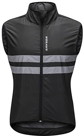 Celucke Fahrradweste Herren Winddicht Reflektierend Weste Stehkragen Leichte Laufweste Radweste Windabweisend Windweste Reißverschluss Ärmellos Reitweste Offroad Motorrad Mountainbike Windjacke