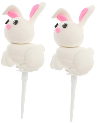 Amosfun Stitch Cake Topper Edible Rabbit Figurine Set of 2 Cupcake Ornaments for Birthday Cake Decorations