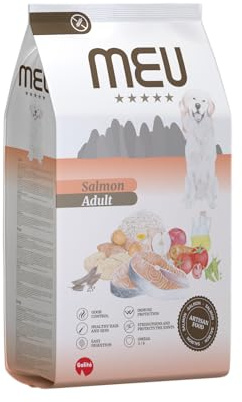 El MEU Menú Pienso Perros Adultos Salmón y Arroz (12kg) – Sin Gluten, Hipoalergénico, Digestión Sensible y Cuidado del Pelaje