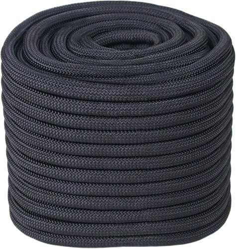 Abio Polypropylen Seil 4mm 50m Schwarz Wäscheleine Schnur Kordel Maurerschnur Seile Outdoor Bundeswehr Ausrüstung Tau Rope Zeltschnur Spannseil Bootsleine Reepschnur Schwarz 4mm / 50m