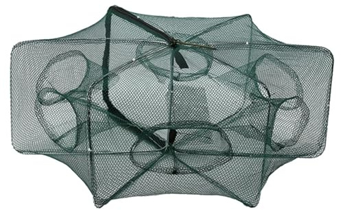 WPKD BLUEIY Trampas de 6 Agujeros para Peces de Cebo,Redes de Pesca,Trampa para Peces Plegable Nylon,para Peces Camarones Cangrejo(54 * 22cm)