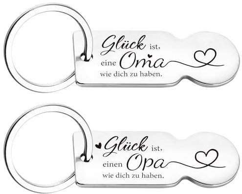 BOOMTOP Geschenk für Oma Opa Schlüsselanhänger Großeltern Geschenk 2pcs Einkaufswagenlöser Glück ist einen Opa/eine Oma wie dich zu haben Abziehbar Einkaufswagen Chips Weihnachten Silvester Geschenk