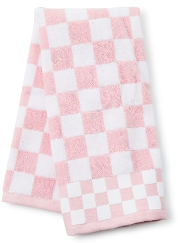 MACKENZIE-CHILDS Hand Towel, Cute Decorative Hand Towel for Bathroom and Kitchen, Pink-and-White Rosy Check
