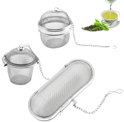 Yistoi 3 Piezas Colador de Té de Acero Inoxidable, Filtros de Té, Infusor de Te, Rectangular y Redondo, Especiero, Infusor de Té, Colador de Sopa, Apto para Cocinar Tés, Sopas y Otros Platos