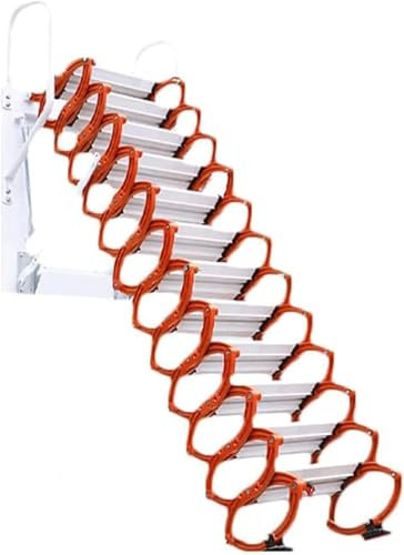 Scala retrattile in metallo per soffitta con accessori, scaletta pieghevole multifunzione a parete, per uso domestico, soluzione semplice e salvaspazio (H2)