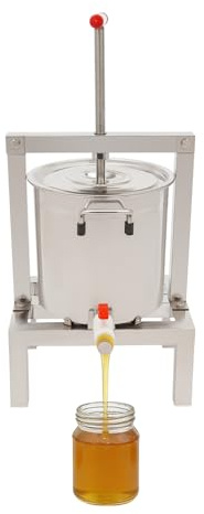 10L Bee Honey Press Extractor, Household Manual Beeswax Presser Stainless Steel Bee Honey Press Machine with 1 Inch Nozzle for Grape Fruit Juice Pressing