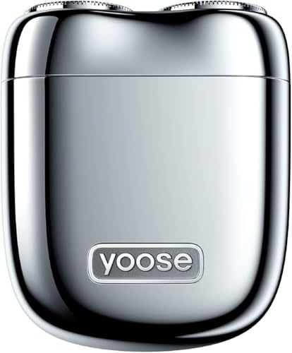 yoose MINI Rasoio Elettrico da Uomo, Rasoio Elettrico da Uomo in Lega, Rasoio Impermeabile IPX7 con Motore da 8000 Giri/min, Cavo di Tipo C e Testina di Rasatura Magnetica, Argento
