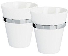 Spirella Double gobelets à Fixer Porcelaine & Acier chromé Max Light Blanc