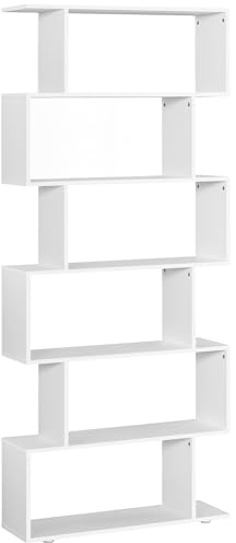 HOMCOM Estanteria Libreria 6 Estantes Madera Forma S 80x24x191 cm Blanco | Estantes para Libro