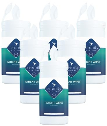 Serenity Hygiene Antimicrobial Patient Wipes, Alcohol Free Unscented, 150 Large Wipes, UK Made, Skin Safe for Hospitals Care Homes Post Surgery & Personal Hygiene (Pack of 6)