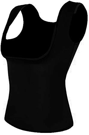 TopTie Damen Bauchweggürtel Neopren Shirt Taillentrainer Korsett Weste Bauchweg Body Shaper für Gewichtsverlust - All Black-L