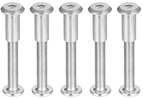uxcell Screw Post Fit for 5/16(8mm) Hole Dia, Male M6x35mm Belt Buckle Binding Bolts Leather Fastener Stainless Steel 5 Sets