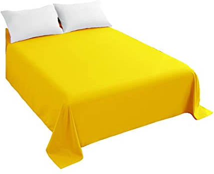 Sfoothome Flat Sheet Single,1 Pack Solid Flat Sheet Smooth Touch Hotel Quality (Twin, Yellow)