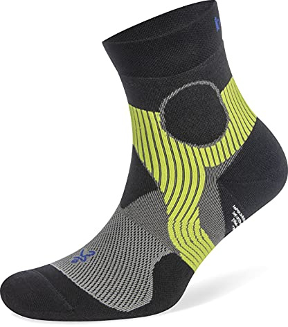Balega Support Quarter Calze Sportive, Supporto Compressivo Per Arco E Caviglia, Costruzione Sinistra/Destra, Ideali Per Corsa A Lunga Distanza, Imbottitura Media,Large (EU 43-45.5),Grigio/Nero