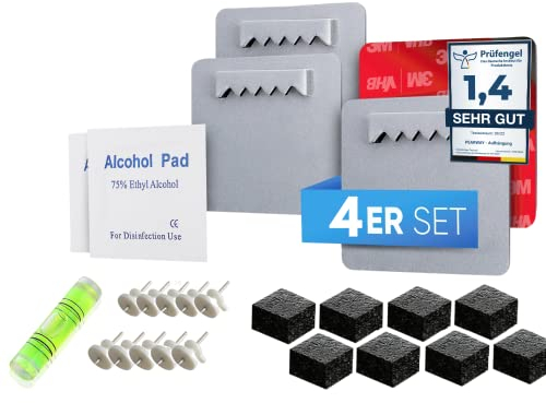 PEARWAY Bilderhaken Selbstklebend extra stark I ORIGINAL 3M Kleber I Bilder Aufhängen ohne Bohren I Bildaufhänger Selbstklebend für Acrylglasbilder I Klebehaken Bilder I Bilderhalter 4x4 (4er Set)