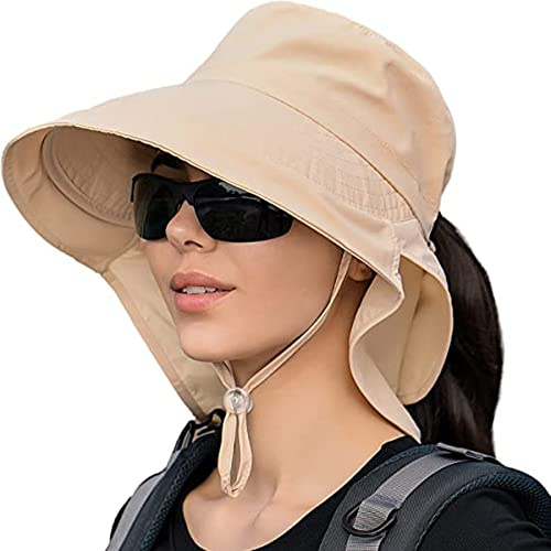 MAKFORT Chapeau de Soleil extérieur avec 50 + Protection UPF Large Bord de Chapeau avec Rabat de Cou pour Les Femmes