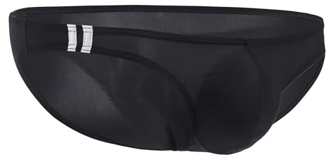 Maiclaice Homme Soie Glacée Sport Taille Basse Vintage Bikini Mini Stretch Slip sous-vêtement Noir Moyen