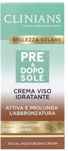 CLINIANS | Crema Idratante Pre&Dopo sole Viso, con Attivatore di Melatonina, 50mL