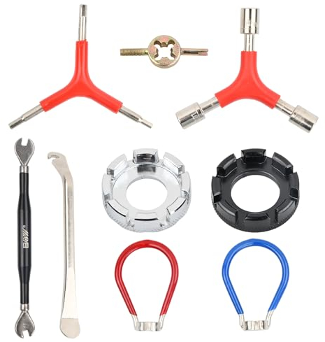 9-teiliges Fahrradspeichen-Schlüssel, Speichenschlüssel Professionelle Felgenausrichtung mit Spanner, Fahrrad Speichenschlüssel Rad Zentrierer Universal, Speichenspanner für Fahrrad Mtb Motorrad