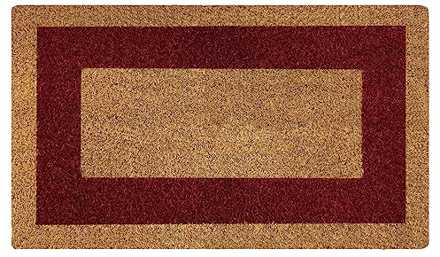 Acomoda Textil - Felpudo de Coco Natural Ecológico con Cenefa, Resistente y Antideslizante. Felpudo Ideal para Exterior e Interior de Casas y Comercios. (40x70 cm, Rojo)