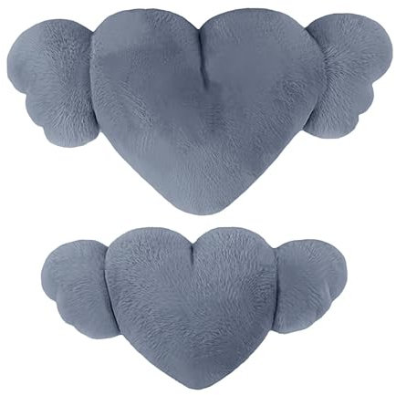 Cuscino per auto per sedile di guida Cuore,Cuscino con ali d'angelo a cuore,2 cuscini per poggiatesta per auto a forma di cuore con ali | Cuscino poggiatesta per collo auto adorabile e accogliente per