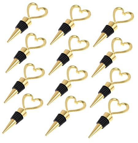DECHOUS Herzförmiger Weinflaschenverschluss Aus Rostfreiem Aluminiumlegierung Kreatives Frischhaltesystem 12 Stück Für Weinflaschen Und Geschenk