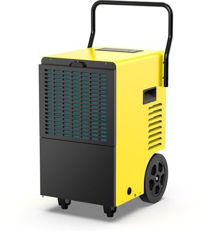 DAHTEC Bautrockner Luftentfeuchter Keller 50 L/Tag - Fläche 150 m²/380 m³ - 24Hr Timer Innenbereich Trocknungsgerät mit 7 L Großwasserbehälte für Große Räume