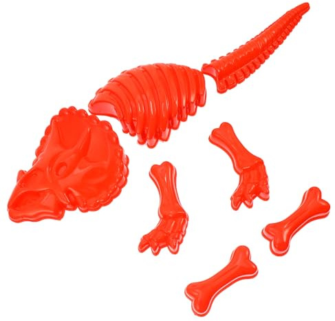 HEMOTON Juego de Moldes para Arena de Dinosaurios, Molde de Playa Rojo de Plástico Ligero, Juguetes de Playa Creativos para Arenero y Juegos al Aire Libre